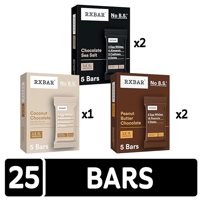 RXBAR Protein Bars,12g Protein,Gluten Free Snacks,Chocolate Lovers Variety Pack (5 Boxes,),25 Count (Pack of 2)