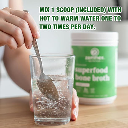 Zammex Bone Broth Plus Superfood Protein Powder (Turmeric Flavor), 8g Hydrolyzed Protein with Vitamin D, for Healthy Skin, Nails, Hair, Joints & Digestion,Non-GMO (30 Servings)