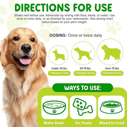 Yeast Infection Treatment for Dogs, 60ml Dog Ear Infection Treatment,Itchy Ear,Skin&Allergy Symptoms Relief-Reduces Inflammation&Relieves Irritation,Dog Supplement Drops with Multivitamins Probiotics