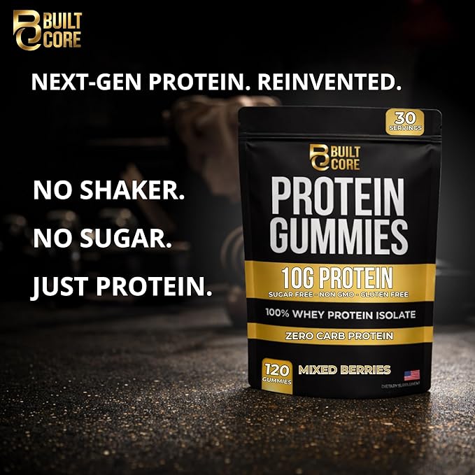 Whey Isolate Protein Gummies – 10g Per Serving – 120 Count – Sugar Free, Low Carb, Gluten Free – 300g of High Protein Snack for Men & Women