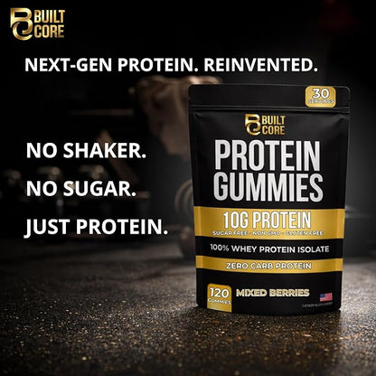Whey Isolate Protein Gummies – 10g Per Serving – 120 Count – Sugar Free, Low Carb, Gluten Free – 300g of High Protein Snack for Men & Women