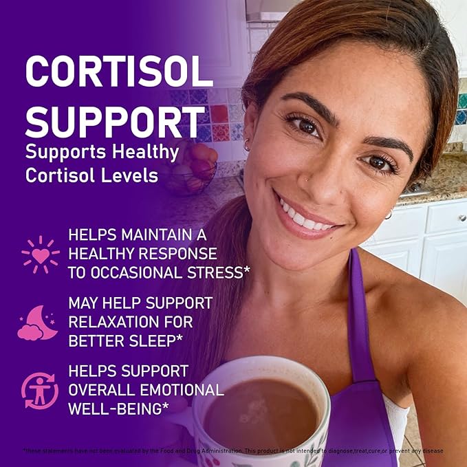Cortisol Gummies for Women & Men with Ashwagandha, Magnesium, L-Theanine and Multivitamin, Vegan Chewable Gummies for Daily Lifestyle Balance, Convenient Adult Supplement, 60 Count