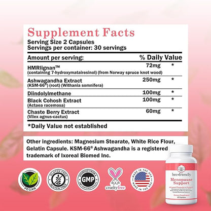 Menopause Supplements for Women, Relief of Hot Flashes, Night Sweats, for Menopausal Health, Comfort, Mood, Energy, Mental Sharpness, Hormonal Balance. DIM, Black Cohosh, Ashwagandha KSM-66 (60 caps)