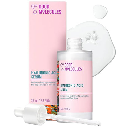 Good Molecules Hyaluronic Acid Serum - 1% Hyaluronic Acid Non-Greasy Ultra hydrating Serum Facial Moisturizer for Plumper Skin, Skin Care for Face