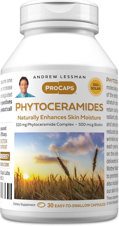 ANDREW LESSMAN Phytoceramides with Biotin 30 Softgels - Skin’s Vital Natural Internal Moisturizer. Naturally Enhances Soft, Smooth, Radiant Skin. No Additives. Small Easy to Swallow Softgels