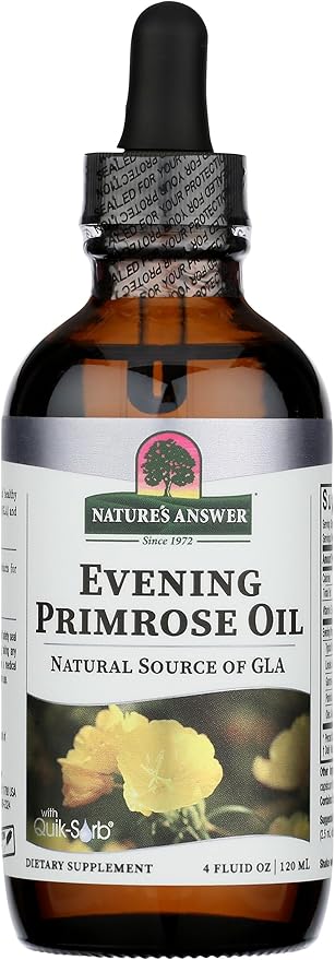 Nature's Answer Liquid Evening Primrose Oil 4oz Liquid | Cold Pressed | Essential All Natural Moisturizer for Hair, Skin, Nails | Rosacea Psoriasis Eczema Relief | Single Count