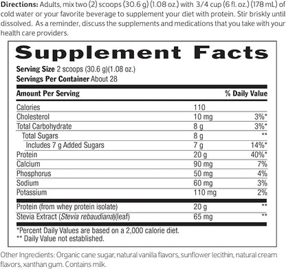 Biochem Whey Protein Isolate Powder - Vanilla Flavor, 20 Grams per Serving, Sourced from Grass Fed Cows, Non-GMO, Vegetarian, - Supports Muscle Mass & Performance