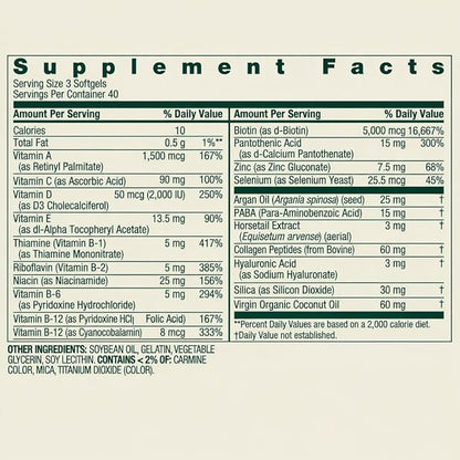 Spring Valley Extra Strength Hair, Skin & Nails Dietry Supplement 120ct 5000 mcg