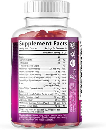 Multivitamin Gummies for Adult with Vitamins A, C, D, B12 - Gummy Multivitamins for Daily Nutritional Support with Vitamins & Minerals for Women & Men, Nature's Multi VIT Vitamin - 60 Gummies
