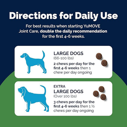 YuMOVE Hip & Joint Supplement for Large Dogs - with Glucosamine Chondroiton, Green Lipped Mussel, Hyaluronic Acid, and Omega 3 Joint Supplement for Stiffness and Mobility - 60 Chews (Large/XL Dogs)