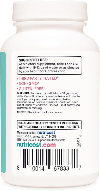 Nutricost Diindolylmethane DIM Supplement for Women 400mg, 120 Capsules, with Dong Quai, Calcium & Black Cohosh - Vegan, Non-GMO and Gluten Free