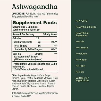 Nature's Bounty Ashwagandha Gummies, 300mg KSM-66 Ashwagandha Extract, Mixed Berry, 60 Gummies