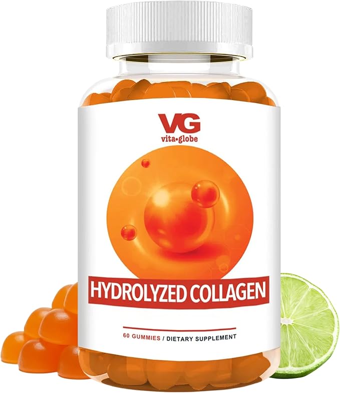 VITA GLOBE Collagen Gummies – 200mg Hydrolyzed Collagen Types I, II, III, V & X | Supports Hair, Skin, Nails, Joints & Bones | Beauty & Wellness Supplement for Women & Men – 60 Count (Pack of 1)