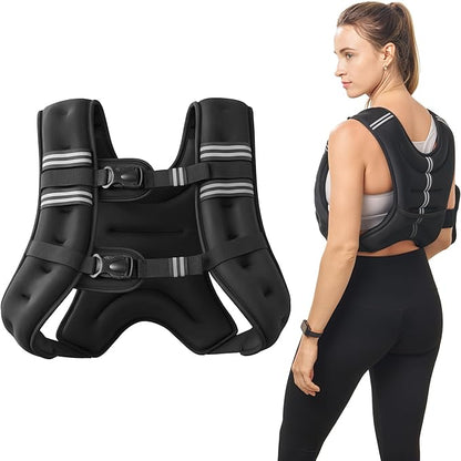 ZELUS Weighted Vest, 6lb/8lb/12lb/16lb/20lb/25lb/30lb Weight Vest with Reflective Stripe for Workout, Strength Training, Running, Fitness, Muscle Building, Weight Loss, Weightlifting