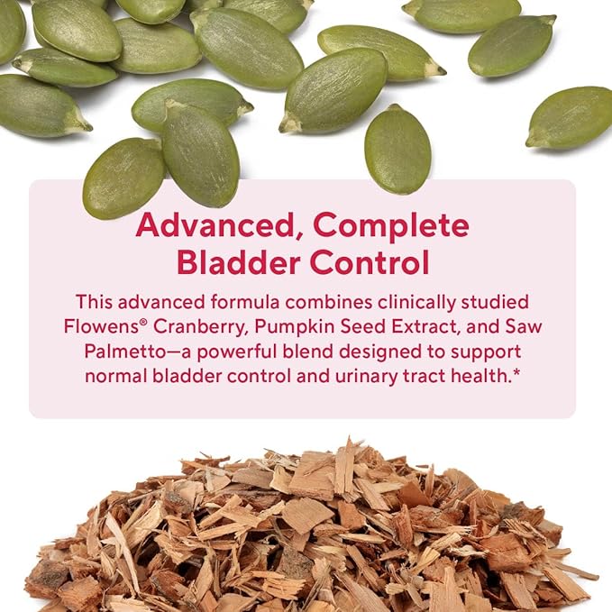 Premium Bladder Support Supplement – Bladder Control Supplement for Occasional Urinary Urgency, Frequency & Leakage – With Clinically Studied Cranberry, Pumpkin & Saw Palmetto - 60 Capsules