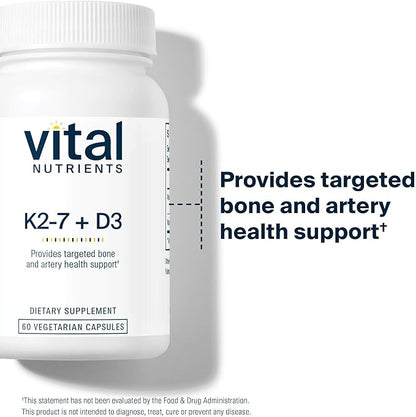 Vital Nutrients Vitamin D3 + K2-2000 IU - Vitamin D3 K2 Supplement - Vitamin D Complex for Healthy Calcium Levels, Muscle & Bone Health - Gluten, Dairy, Soy Free - 60 Capsules