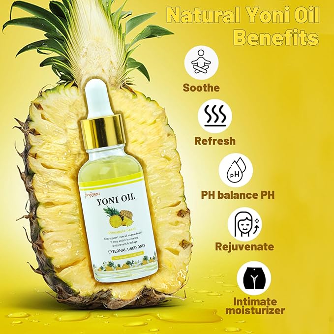 Natural Yoni Wash Yoni Oil Set, Feminine Wash for Women ph Balance, 1 fl.oz Feminine Oil & 6.7 fl.oz Intimate Wash - Pineapple Scent