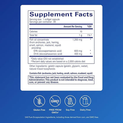 Pure Encapsulations O.N.E. Omega - Fish Oil Supplement for Heart Health, Joints, Skin, Eyes, and Cognition* - Fish Oil Concentrate with EPA and DHA - 30 Softgel Capsules