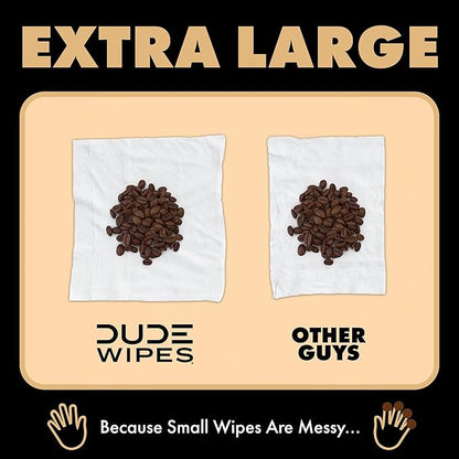 DUDE Wipes Morning Grind Flushable Wipes - Coffee Scented Extra-Large Adult Wet Wipes - 6 Pack (288 Count) - Infused with Coffee Oil, Vitamin E, and Aloe - Septic and Sewer Safe