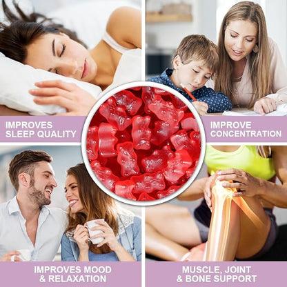 900mg Magnesium Glycinate Gummies, 65 Count, Sugar Free Magnesium Complex with L-Threonate, Potassium, Vitamin D, B6, CoQ10 Supplement for Relaxation, Raspberry Flavor