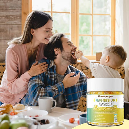 GREENPEOPLE Magnesium Glycinate Gummies 400mg - Sugar Free Magnesium Supplement with Magnesio Citrate, Vitamin D, and B6 for Calm Support & Sleep for Adults - High Absorption - Lemon Gummies