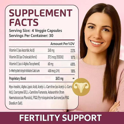 Fertilova Women’s Reproductive Health Support Supplement – Myo-Inositol, Methylfolate, CoQ10 & Antioxidants – Cellular Health & Energy Support – 120 Vegetarian Capsules