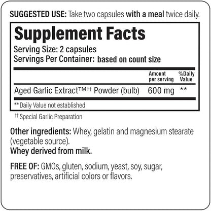 Kyolic Aged Garlic Extract Formula 100, Cardiovascular Health*, 200 Capsules.