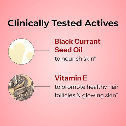 HUM Red Carpet Skin & Hair Vitamins for Women with Omega 3 Fatty Acids, Vitamin E, and Black Currant Seed Oil, Supplement for Skin Health & Healthy Hair Follicles Support, 60 Count