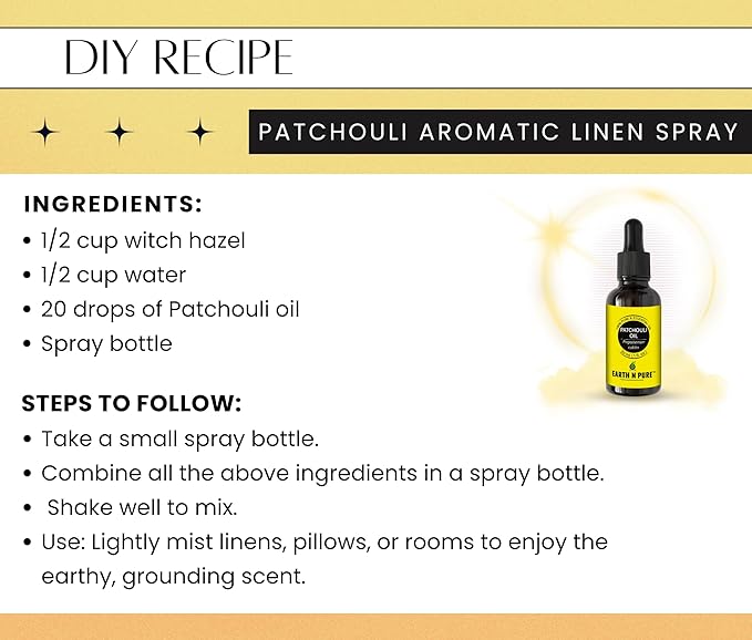 Earth N Pure Patchouli Essential Oil Natural & Therapeutic Grade for Aromatherapy, Skin & Hair Care with Glass Dropper 15 ml