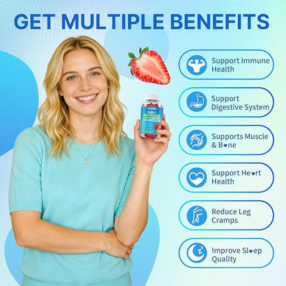 Magnesium Complex Gummies for Women Men 8 in 1, Magnesium Glycinate, Citrate, Malate, Taurate, Supports Bones, Muscle, Nerve Health, Sugar-Free, Vegan Non-GMO, Strawberry Flavor, 120 Count