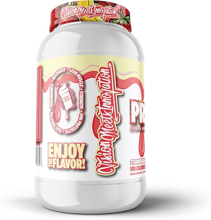 VMI Sports | ProtoLyte Whey Isolate Protein Powder | Low Calorie Whey for Weight Loss and Muscle Gain | Digestive Enzymes | Non-GMO (1.6 Lbs, Strawbana)