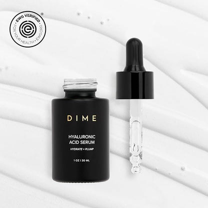 DIME Beauty Hyaluronic Acid Serum - Ultra Hydrating Anti-Aging Face Serum for Dry Skin, Plumping and Smoothing Fine Lines, Lightweight, Vegan, Cruelty-Free Facial Serum, 1 oz / 30 ml