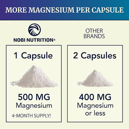 Magnesium Citrate 500 MG (120ct) for Calm & Relaxation | High Absorption Magnesium Supplement with Elemental Mag Oxide | Constipation & Digestion Support | Gluten-Free, Soy-Free | 4-Month Supply