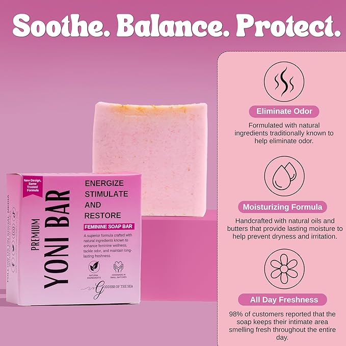 Premium Yoni – Natural Feminine Care Soap for pH Balance, Odor Control & Hydration | Organic Herbal Ingredients | Gentle Yet Effective for Daily Intimate Hygiene | Handmade & Vegan (3oz)