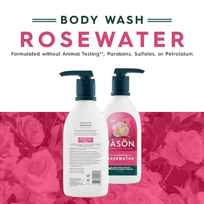 JASON Rosewater Invigorating Body Wash Women/Men, For a Gentle & Clean Feel, 30 Fluid Ounces