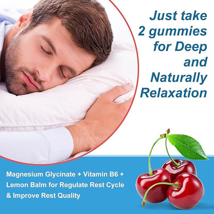 Ashwagandha Gummies, Magnesium Glycinate Gummies 2000mg for Adults, Vitamin B6, Zinc, Rhodiola Rosea, Lemon Balm, Relaxation Support, Natural Zzz, Brain, Muscle, Stamina, Energy, Sugar Free