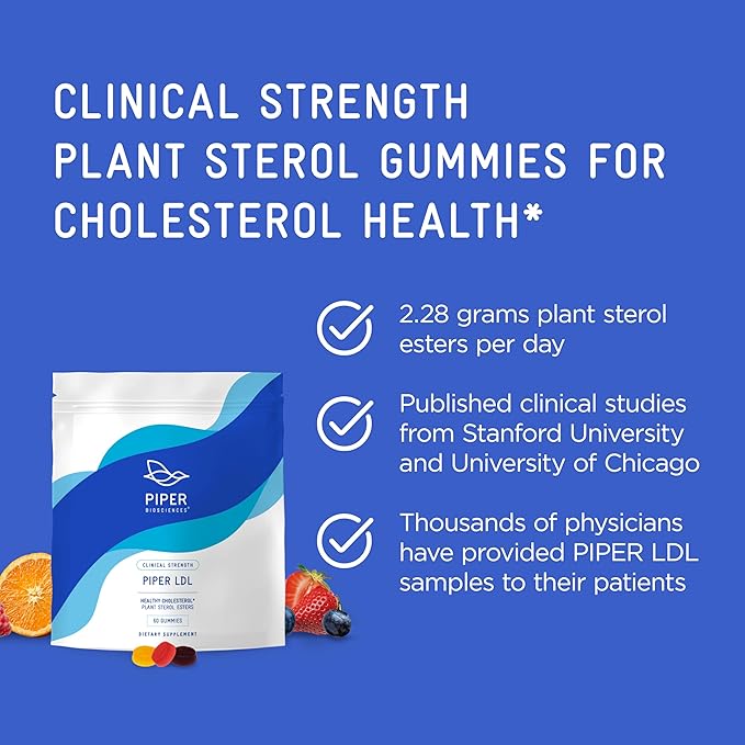 Piper Biosciences 60 Day Supply Cholesterol Health Gummies 240 Gummies (Four Packs Each with 60 Gummies): Plant Sterols Supplement for Healthy Cholesterol