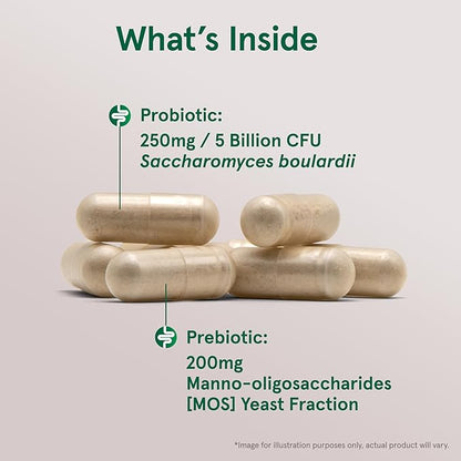 Jarrow Formulas Saccharomyces Boulardii + MOS Probiotics for Digestive Health and Intestinal Tract Support - 5 Billion CFU Per Serving - 90 Delayed Release Caps - Probiotic + Prebiotic - 90 Servings