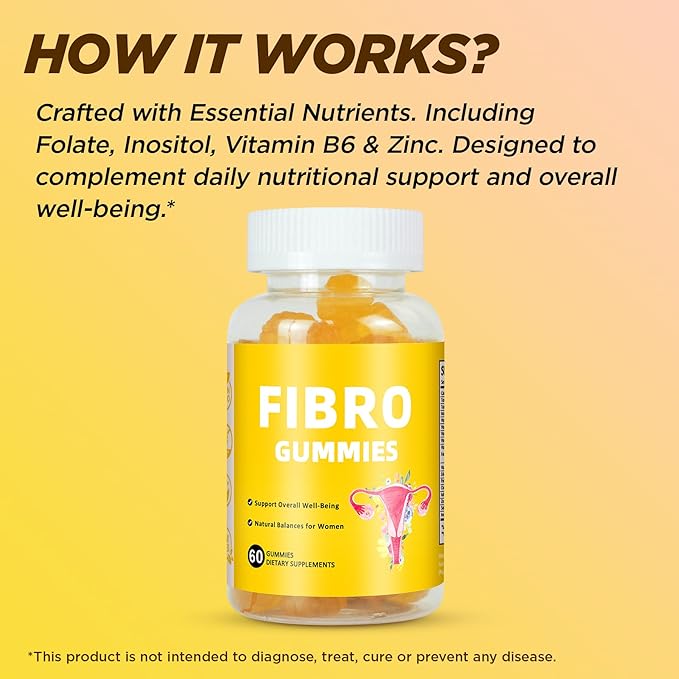 Aromlife Fibro Inositol Gummies, Natural Fibro Gummies with Folate & Vitamins B6 & B12, 60 Count Orange Flavor Womb Gummy for Daily Overall Balance