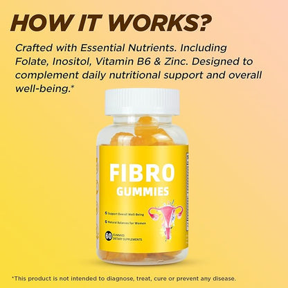 Aromlife Fibro Inositol Gummies, Natural Fibro Gummies with Folate & Vitamins B6 & B12, 60 Count Orange Flavor Womb Gummy for Daily Overall Balance