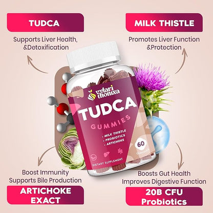 Premium TUDCA Bile Salts Gummies - 2000mg High Potency Liver Support Supplement, Liver Detox & Repair with Milk Thistle, Artichoke, Probiotics - Vegan, 30 Servings