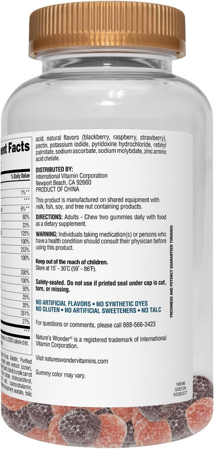 Nature's Wonder Men's Multivitamin Gummies, Supports Immune Health, Energy, Metabolism and Muscles with Vitamins A,C,D,B6,B12, 150 Men's Daily Multivitamin Gummies, 75 Day Supply