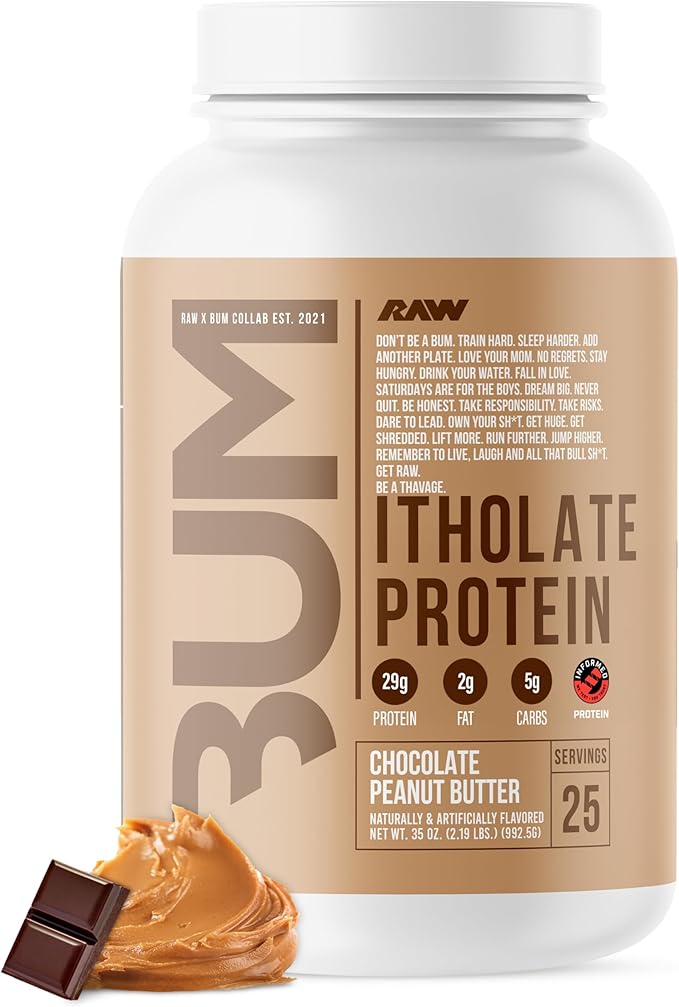 RAW Whey Isolate Protein Powder, Chocolate Peanut Butter (CBUM Itholate) - 100% Grass-Fed Sports Nutrition Powder for Muscle Growth & Recovery - Low-Fat, Low Carb, Naturally Flavored - 25 Servings