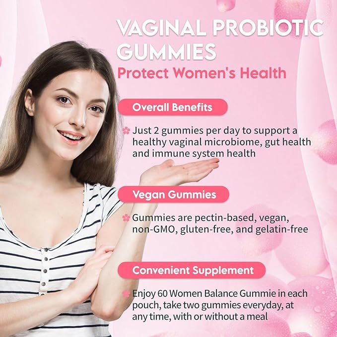 Airboy Vaginal Probiotic Gummies for Women, Pineapple Gummies for Women Balanced PH, Yeast Balance & Flora Support - 60 Gummies
