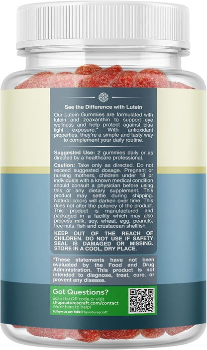 Vision Support Gummies for Adults - Lutein and Zeaxanthin Supplements for Eye Health - Potent Lutein Eye Vitamins for Blue Light Protection Dryness Strain Support & Visual Sharpness - 30 Count
