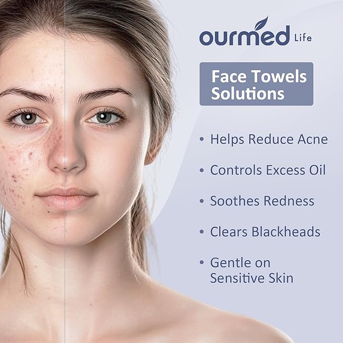 Ourmed Life Face Towels, Disposable Biodegradable Clean Facial Towels for Sensitive Skin, Lint- free Face Cloths for Makeup Remover, Skincare and Women Cleaning, Dry Wipes,600 Count EF Texture