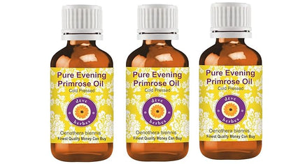 Deve Herbes Pure Evening Primrose Oil (Oenothera biennis) Cold Pressed (Pack of Three) 100ml X 3 (10 oz)