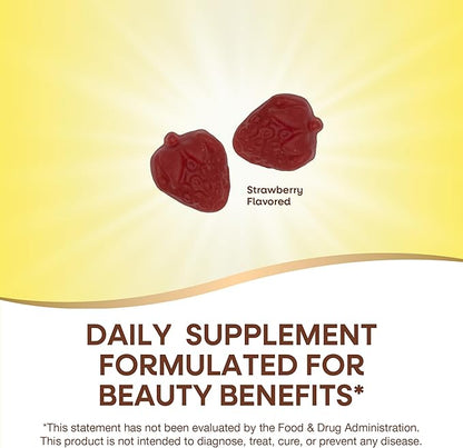 Nature's Way Alive! Hair, Skin & Nails Gummies, Advanced Beauty Formula*, with Biotin and Collagen, Strawberry Flavored, 60 Gummies (Packaging May Vary) (Pack of 2)