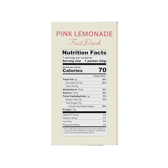 HealthyWise - High Protein Diet Fruit Drink - 15g Protein - Low Calorie - Low Carb - Low Sugar - Fat Free, 7 Servings Per Box (Pink Lemonade)