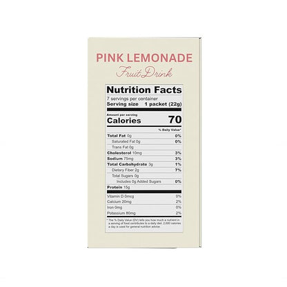 HealthyWise - High Protein Diet Fruit Drink - 15g Protein - Low Calorie - Low Carb - Low Sugar - Fat Free, 7 Servings Per Box (Pink Lemonade)